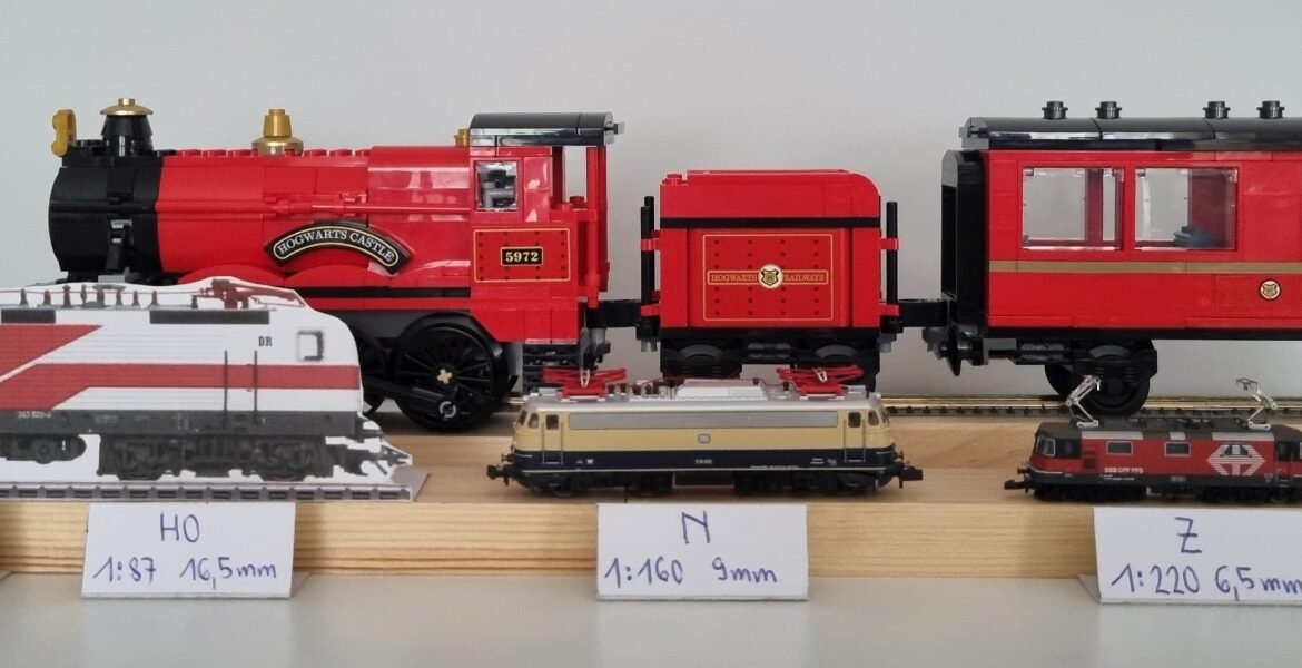 Größenvergleich diverser Modellbahnspuren